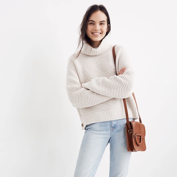 Burgundy Turtleneck Sweater with Button Detail - Picture 2 of 8